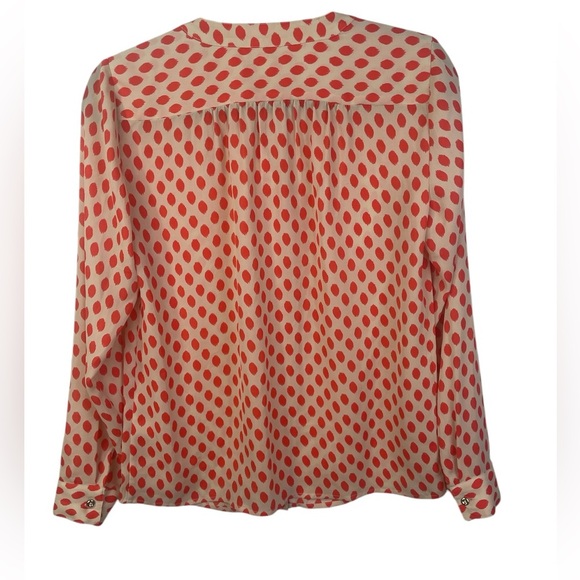 Banana Republic Orange Polka Dot Long Sleeve Button Up Casual Blouse Top XS - Picture 2 of 10